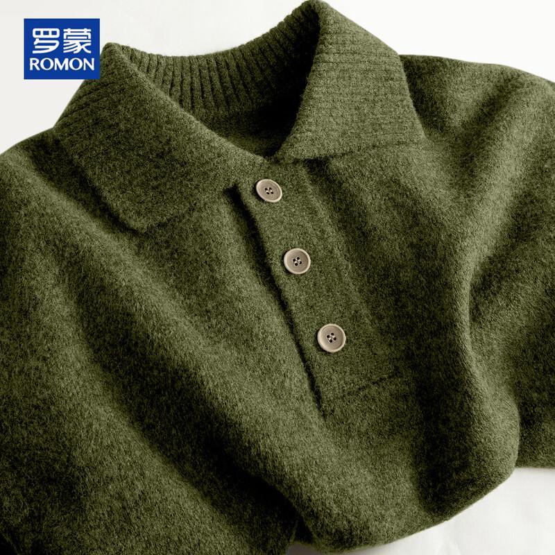 ROMON Men's Button-Placket Knit Polo Sweater