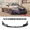 For BMW M3 F80 M4 F82 F83 2015-2020 Car Front Bumper Lip Splitter+Side Splitter Corner MP Style Carbon Fiber Glossy Black 4 PCS