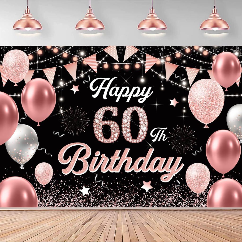 50th Birthday Decorations for Men Women - Happy 50th Birthday Banner Party Decorations Black Gold 50 Years Birthday Party Suppiles Background for