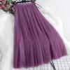 Elegant Gauze Skirt Female Spring Autumn Fashion Slim Mid-length High Waist Multilayer Stitching Large Size A-line Umbrella Women's Skirt