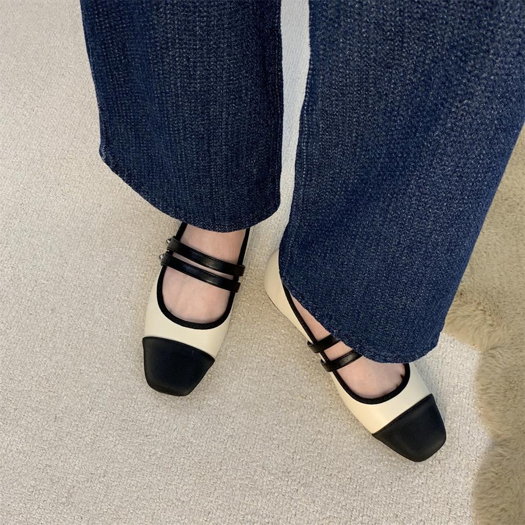 Koreanische Version von Damenschuhen zu Röcken Mary Jane Schuhe Xiaoxiangfeng flache Schuhe Französische Abend-Einzel-Schuhe Frühling 2025 Damenschuhe Lederschuhe