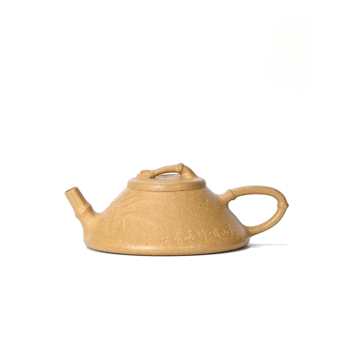 

130ml Retro Yixing Purple Clay Teapots Handmade Bamboo Stone Scoop Pot Raw Ore Section Mud Tea Making Kettle Zisha Tea Set Craft