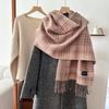 New Double sided Gradient Checkered Scarf for Men and Women in Autumn and Winter Warm and Fashionable Commuting Tassel Scarf