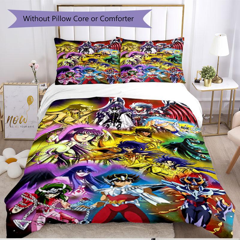 3pcs Duvet Cover Set (1*Duvet Cover + 2*Pillowcase, Without Core), Saint Seiya Print Soft All‑Season Bedding Set, Home Bedroom Decor Gift