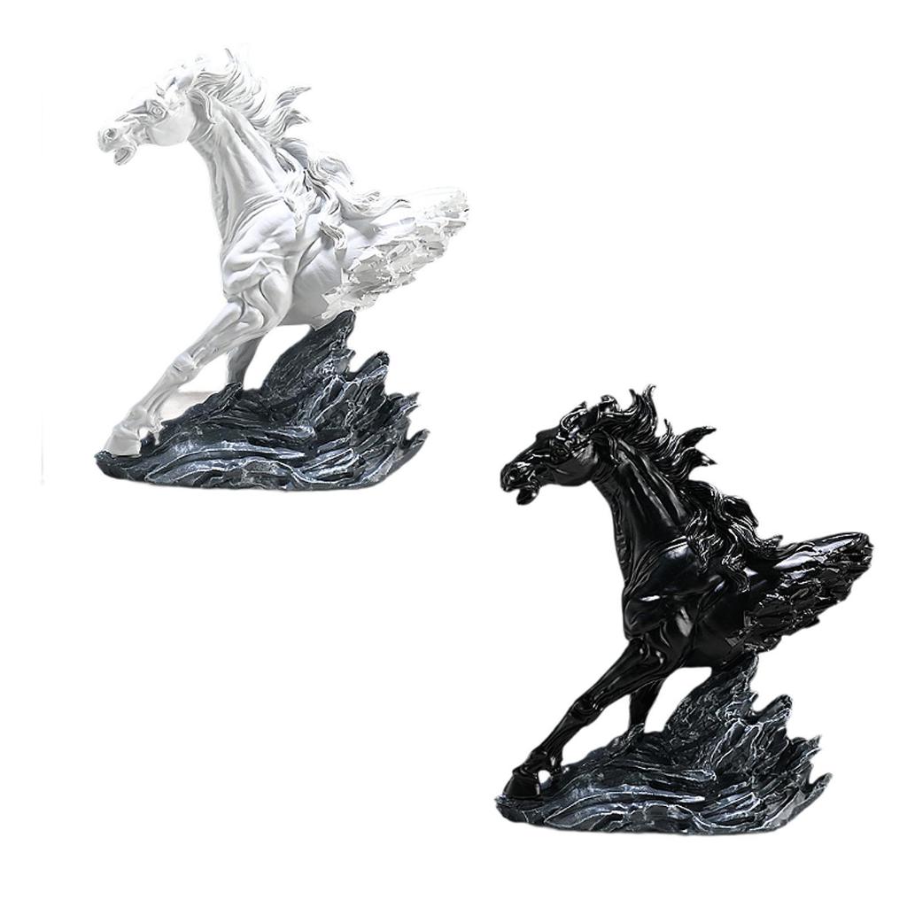 Horse Running Statue Modern Fighting Gift Desktop Resin Horse Sculpture for Bedroom Businesses Decorative Cabinet TV Stand