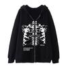 Cross-border new product spot skull wings hooded zipper sweater women's fleece thickened loose sports cardigan sweater women's