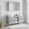 Bathroom Furniture Set 4 pcs Grey Sonoma Engineered Wood and Glass