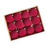 Elegant Wine Red & Dark Green Pumpkin Pattern Christmas Tree Flocking Ball Set