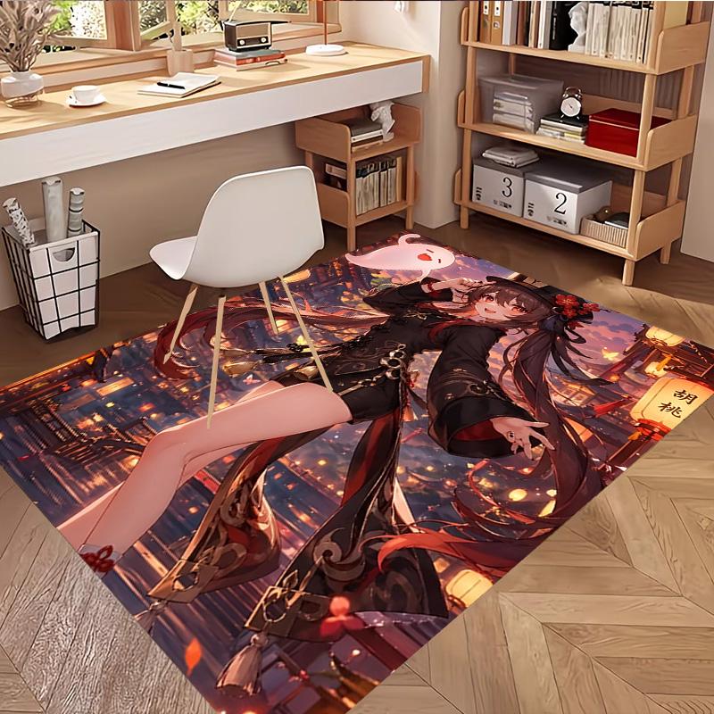 Genshin Impact Print Rug, Washable Floor Carpet, For Entryway Dorm Laundry Room Office Study, Home Decor Birthday Christmas Gift