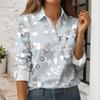 Women's Button Down Prints Shirt Long Sleeve Shirt Business Work Tops Casual With Pockets Jacket