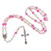 QX2E Blumenperlen Halskette Kreuze Anhänger Rosenkranz Halsketten Christlicher Langer Ketten Schmuck für Gebet Taufen Taufe