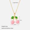 Dopamine oil dripping cherry titanium steel earrings light luxury high-end design niche exquisite versatile jewelry necklace
