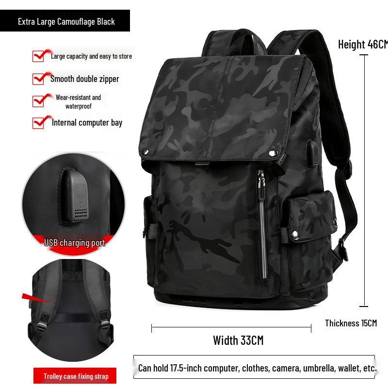 Men's Large Capacity Travel & Laptop Backpack - Casual College & Commuting School Bag
