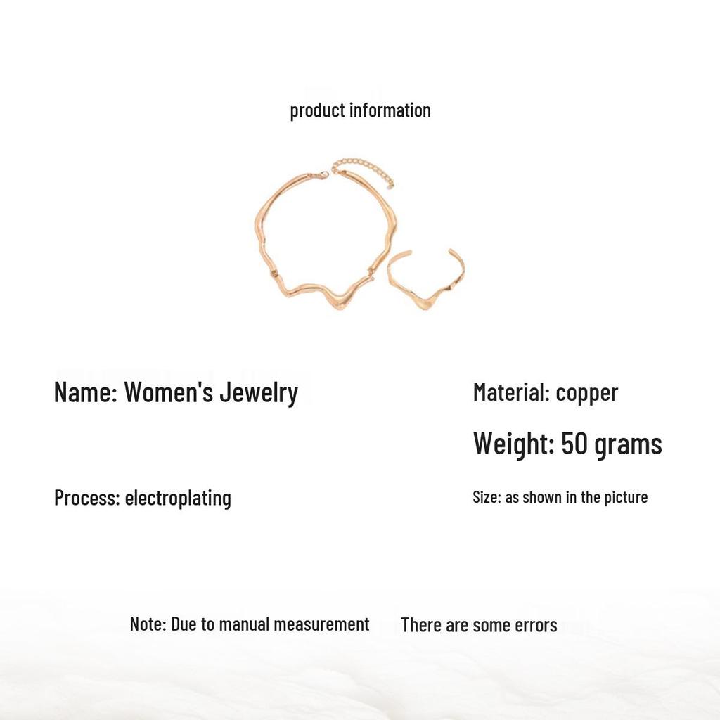 European and American Style Women's Jewelry Set: Liquid Metal Twisted Choker, Bracelet, and High-End Necklace