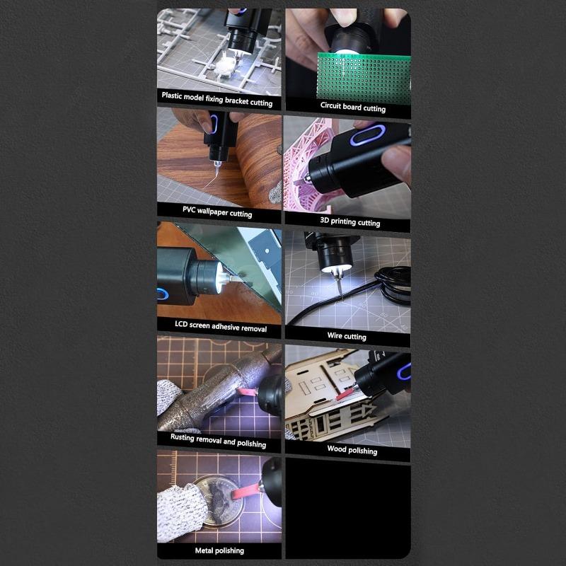 US Plug 40kHz Ultrasonic Cutter Knife 2in1 Polisher with OLED Display & LED Light for 3D Printing Model Plastic Wood Metal