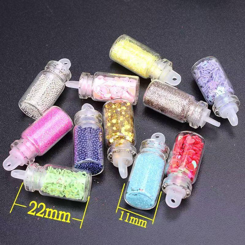 10Pcs Mini Glass Empty Bottle Small Wishing Bottle DIY Jewelry Keychain Pendant Empty Bottle Transparent Hanging Small Bottle