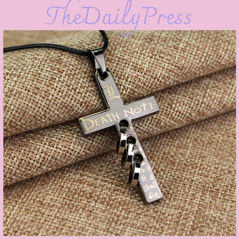 Note Death Anime Necklace With Cross Pendant On Leather Cord For Fans And Gift