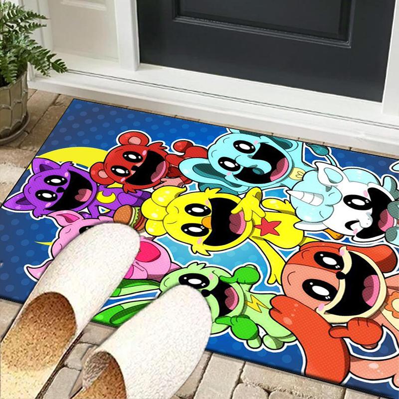 Happy smiling Cartoon Characters Office Rug Chair Mat, Game Carpet, Suitable for Front Door, Bedroom, Living Room, Desk, Holiday Gift