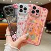 For iPhone 16 Pro Max 16E 15 14 Pro 13 12 11 Cover Bowknot Floral Print Clear Card Slot Soft Silicone Lens Protection Shockproof Slim Phone Case