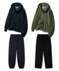Alvinclo [Set] Plain Regular Fit Two-Way Zip-Up Hoodie / Jogger Semi-Wide Training Pants Set