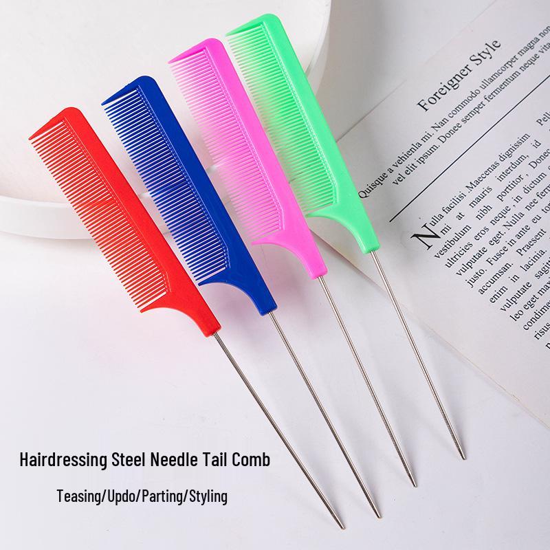 Steel Needle Hairdressing Stylist Comb for Coloring, Highlighting, and Styling - Pointed Tail for Girls and Children.