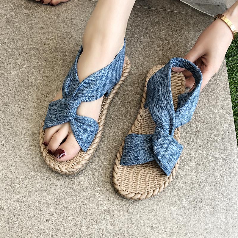 Summer New Women Sandals Weave Flats Shoes Bohemian Slippers 2025 Trend Casual Beach Flip Flops Woman Slides Sandalias