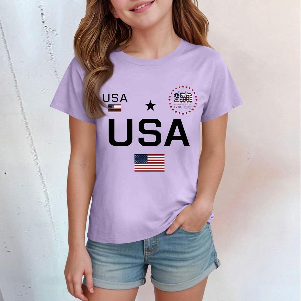 Casual bedrukte top met ronde hals en korte mouwen voor kinderen