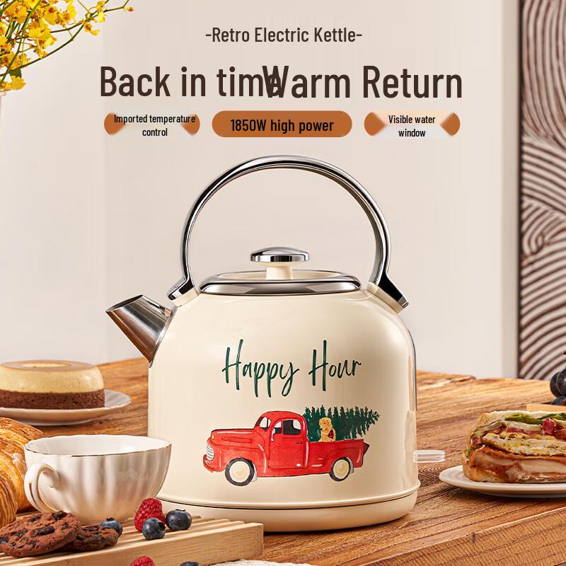 Zoomland Retro 1.7L Electric Kettle CN plug (adapter included)