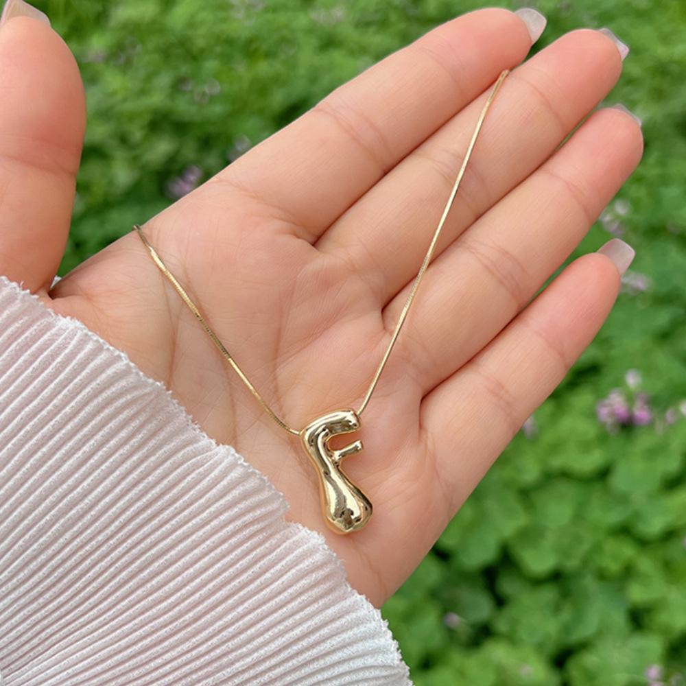 18K Gold Copper-Plated A-Z Balloon Bubble Alphabet Pendant Necklace, 2024 Stylish Glossy Design.