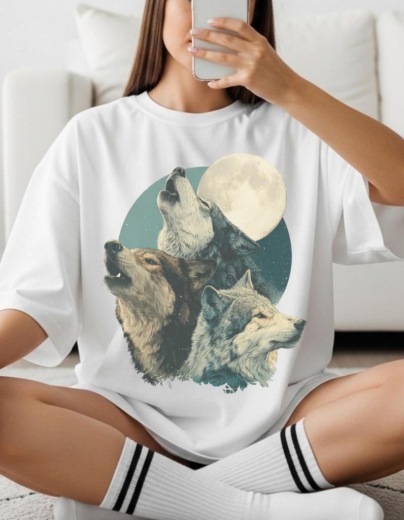 Moonlit Wolves Shirt Comfort Colors® Vintage Wolf Tee Retro Wildlife Howling Pack Graphic Rustic Outdoors Nature Lover Aesthetic Clothing
