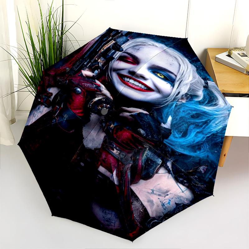 Harlequin Queen'S Grin Folding Umbrella Durable Travel Outdoor Three Folds Printing