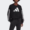Adidas Sport Lifestyle Series Striped Logo Short Casual Pullover Sweatshirt Women sweatshirt Black FI6721