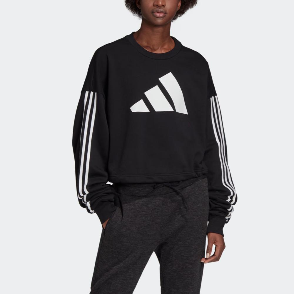 Adidas Sport Lifestyle Series Striped Logo Short Casual Pullover Sweatshirt Women sweatshirt Black FI6721