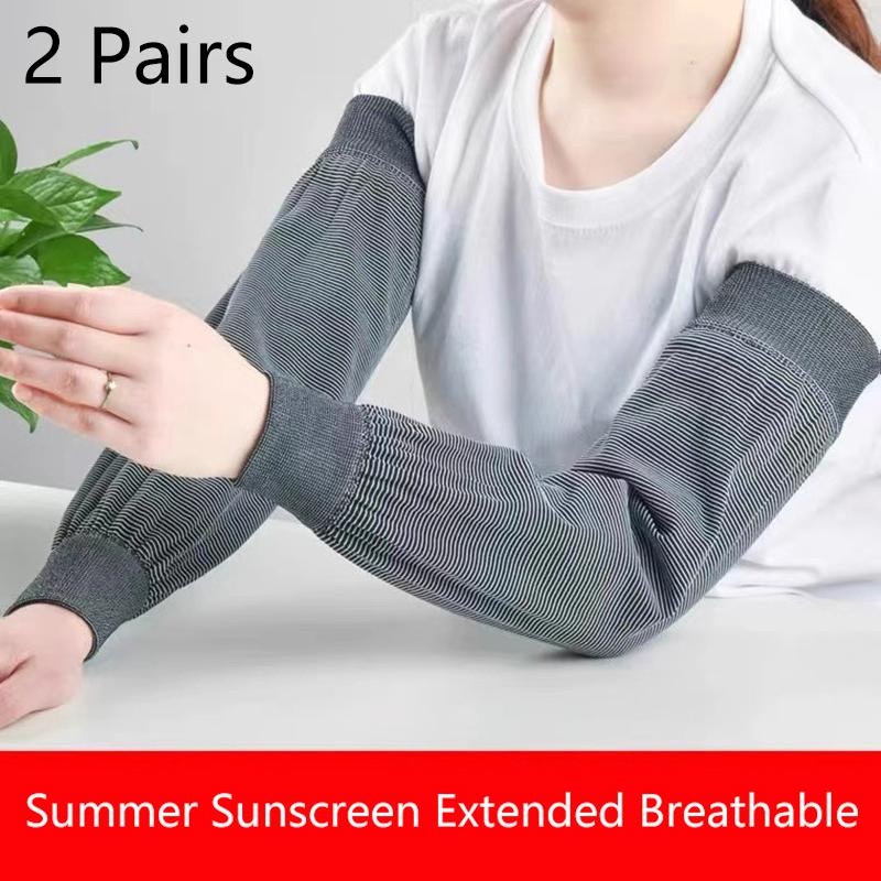 2Pairs Summer Cooling Arm Sleeves Sun Uv Protection Hand Cover Arm Warmers Running Fishing Cycling Basketball Sunscreen Sports S