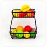 Detachable Two-Tier Metal Wire Fruit Basket Kitchen Countertop Storage Rack for Living Room Tabletop Organization and Display