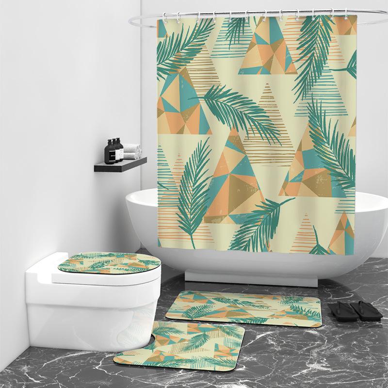 3D Digital Printing Colorful Leaves Full Polyester Waterproof Shower Curtain Bathroom Shower Curtain Fabric