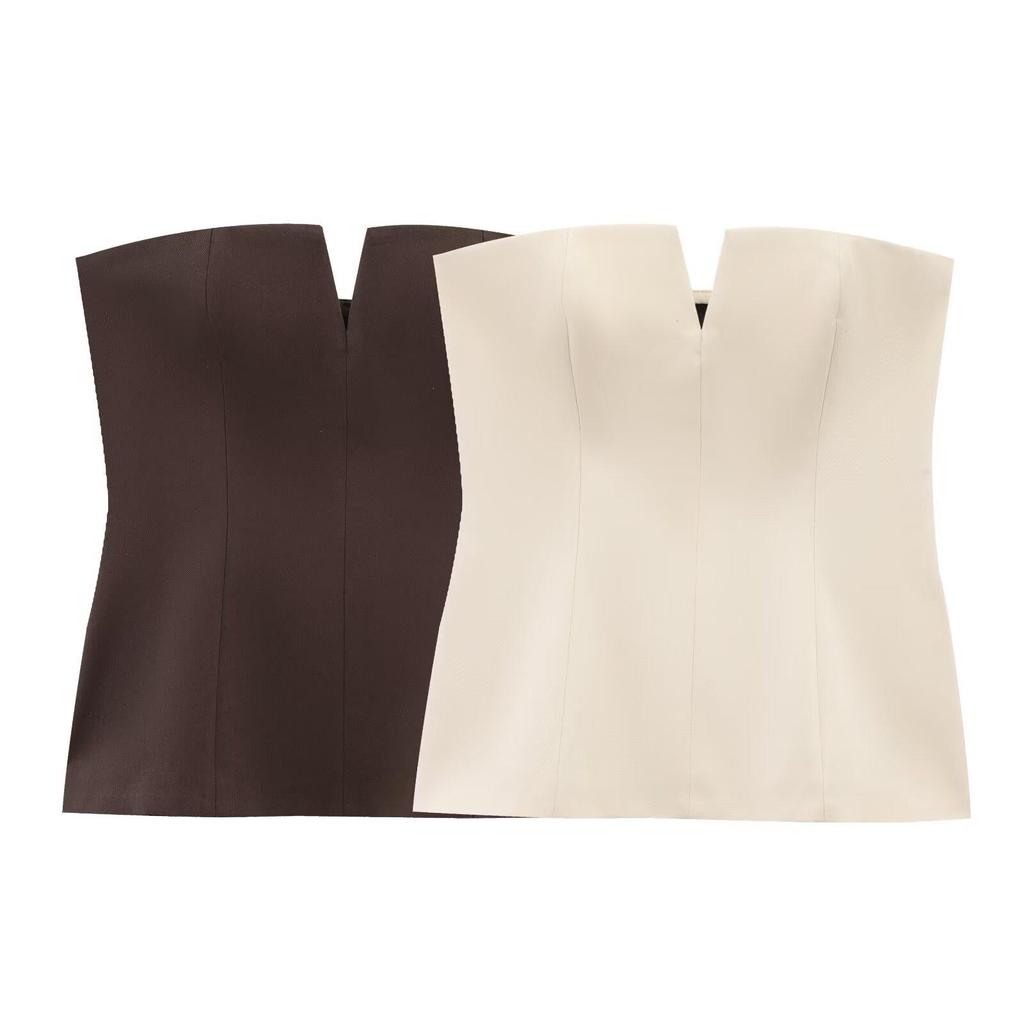 2025 Frühling Damen Europäisch & Amerikanisch Trägerloses Slim-Fit Top