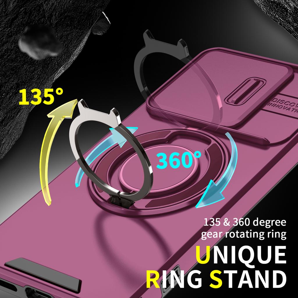 Magnetic Metal Ring Stand Case For Xiaomi Redmi Note 14 4G 163.3mm EU 164.8mm Note14 5G 162.4mm Slide Push Window Phone Cover