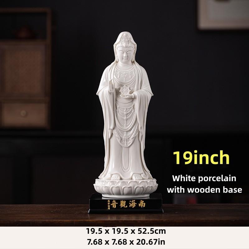 19inch Guanyin Bodhisattva Buddha Statues Ceramic Statues Avalokitesvara Buddha God HOME Shrine Altar FENG SHUI Statue