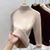 Fleece Thickened Bottoming Shirt Women's Winter Integrated Fleece Turtleneck Knitted Sweater Simple Temperament Basic Inner Top
