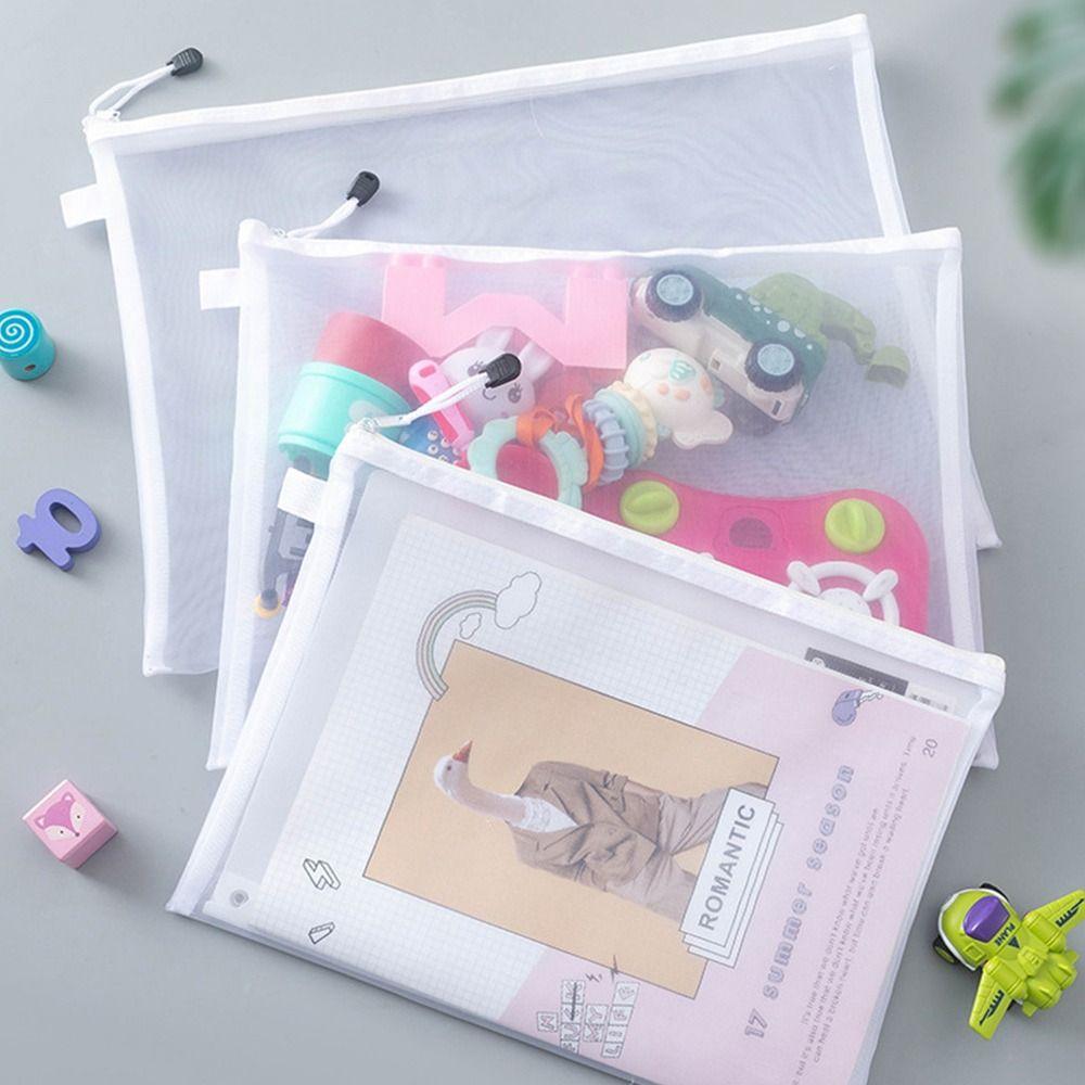 Transparent Mesh File Bag Nylon Pencil Case New Pen Bag  Office