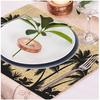Les Trésors De Lily [Q4136] - Black Beige 'Palmier' Burlap Placemat - 42x30 Cm