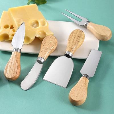 5 stks/set roestvrijstalen messensets houten handvat kaassnijder snijmachine keukenspatel kaasmessen keuken kookaccessoires