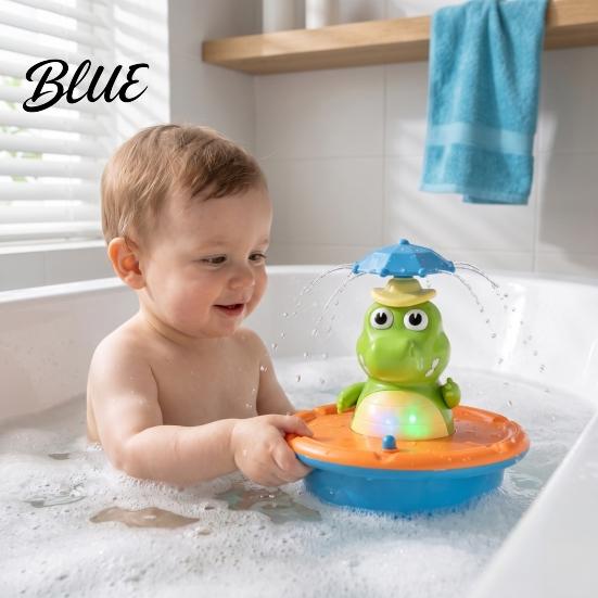 Kids Swimming Pool Accessories Cute Crocodile Bath Toy Light Up Fountain Bathtub Rotating LED Water Spray Toddler Sensory Play Toy for Toddlers
