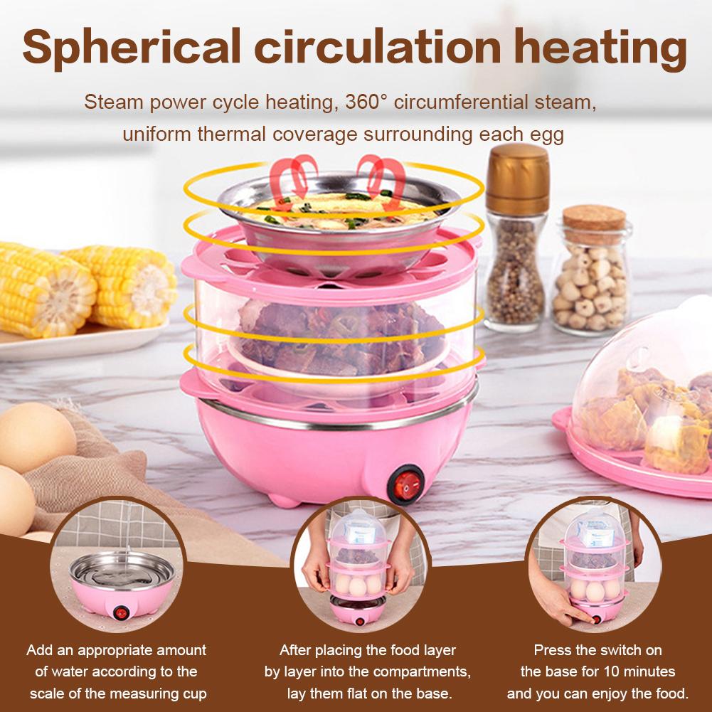 110V/220V Electric Multi-Function Egg Steamer Cooker Rapid 2/3 Layer Kitchen Machine for Cooking Eggs Milk Corn Steamed Boiler