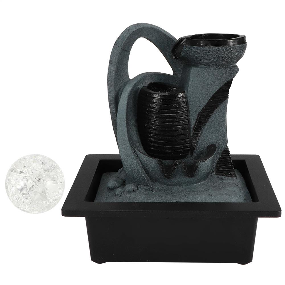 Indoor Tabletop Water Fountain Ornament with Water Pump LED Light for Home Office DecorationType