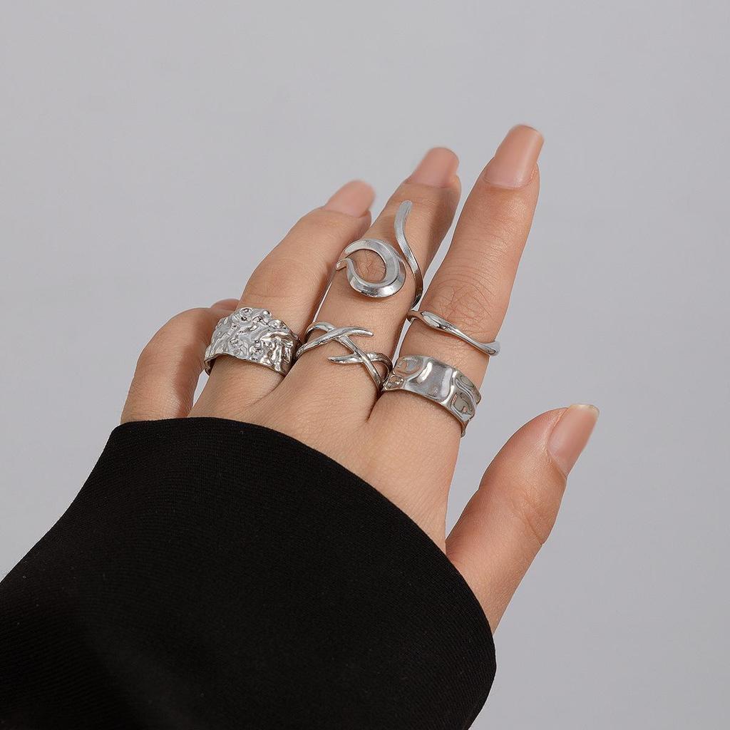Retro Punk Exaggerated Open Finger Rings for Women Men Geometric Gold Silver Color Knuckle Joint Ring Set 2025 New Jewelry Accessories