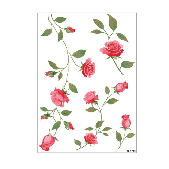 Jijijing 1 Sheet Colorful Flower Tattoo Stickers, Waterproof Temporary Fake Arm Chest Shoulder Tattoos for Women