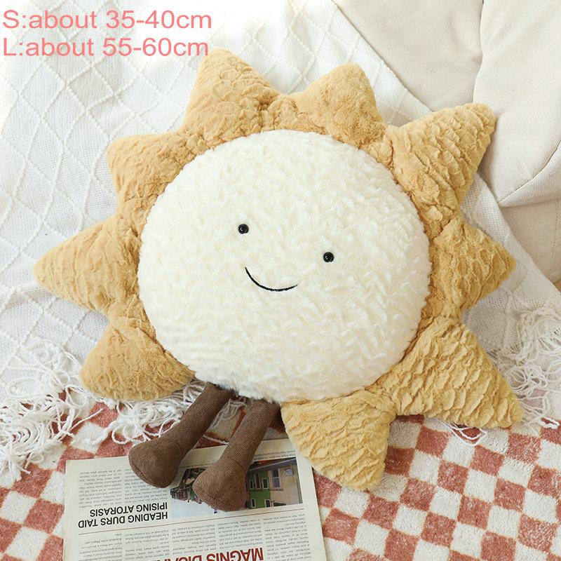 Smile Moon Star Sun Cloud Plush Pillow Stuffed Soft Cartoon Weather Sofa Decor Toy Cushion For Kids Bedroom Office