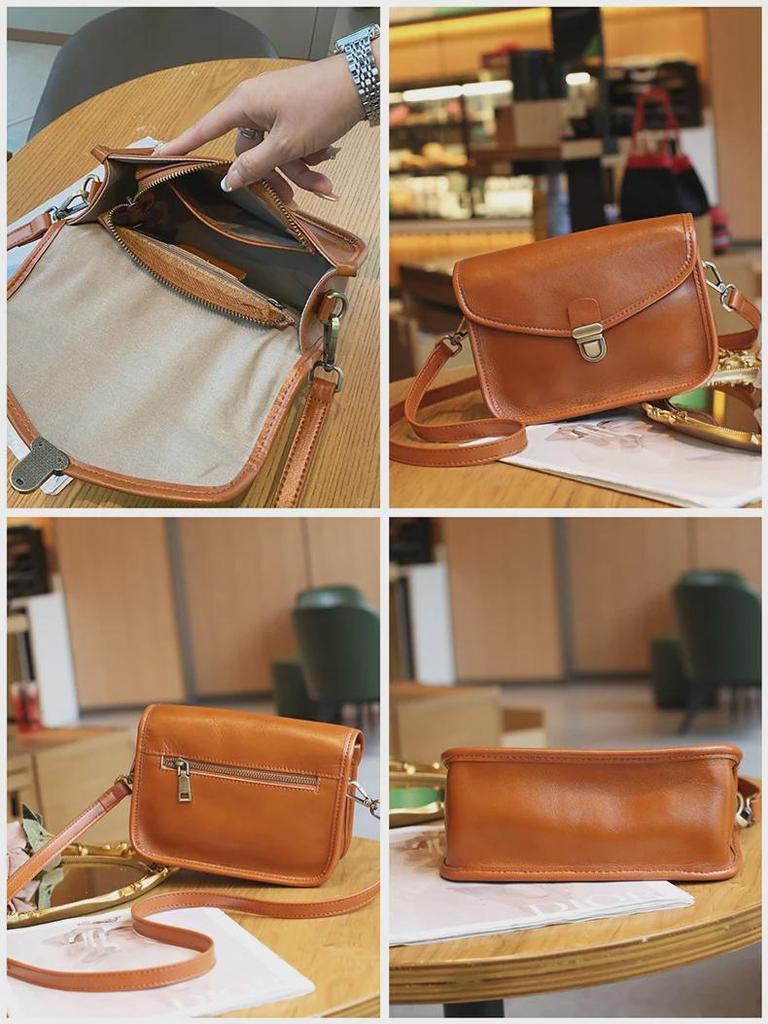 2025 Women's Genuine Leather Large Capacity Messenger Bag - High-Grade Veg-Tanned Cowhide Shoulder Bag